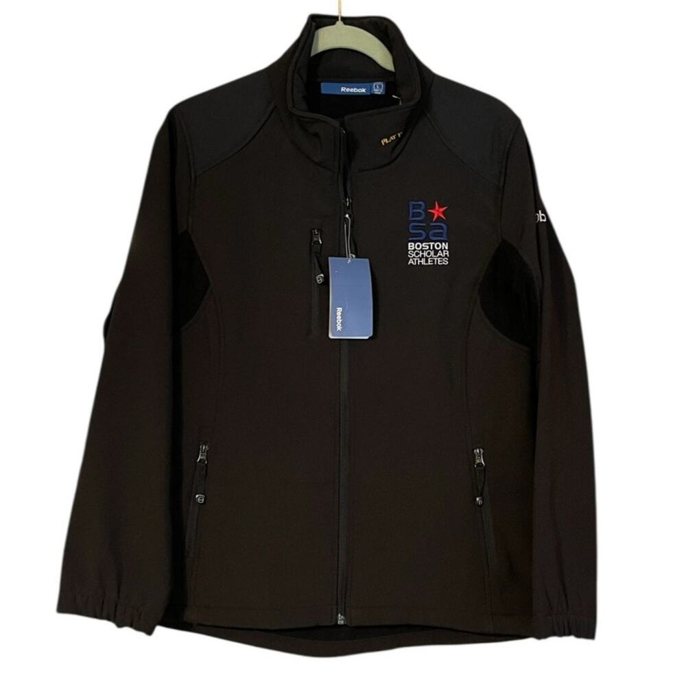 Reebok Womens NWT Size Large Black Softshell Jacket Fleece Lined Branded BSA